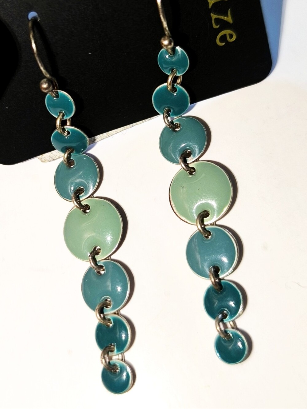 Accesorize Dangling Multi Green Enamel Discs Earrings